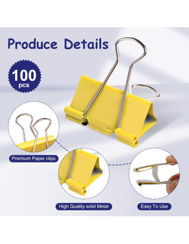 Clips de Carpeta Grandes Ufmarine 4.1 cm 36 Piezas Colores