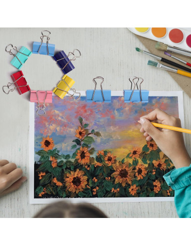 Clips de Carpeta Grandes Ufmarine 4.1 cm 36 Piezas Colores