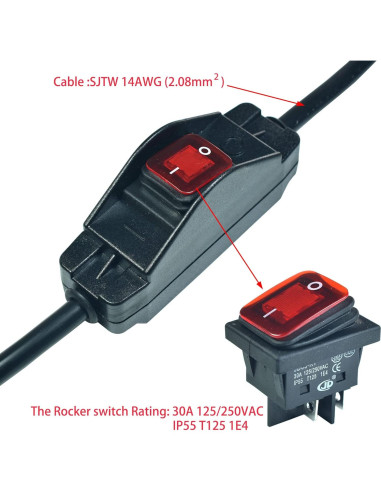 Cable de Extensión 40CM 14AWG FILSHU con Interruptor IP55
