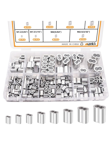 Kit de Manguitos de Crimpado de Aluminio Mankk 320 Pcs