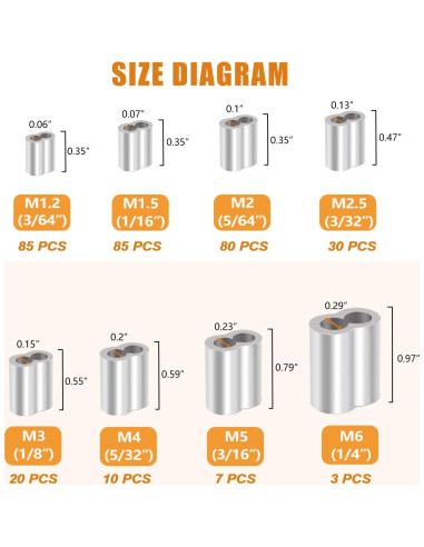 Kit de Manguitos de Crimpado de Aluminio Mankk 320 Pcs