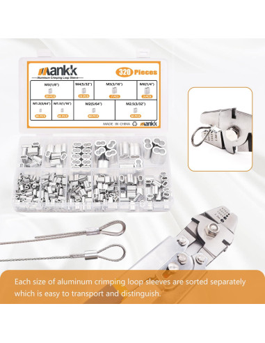Kit de Manguitos de Crimpado de Aluminio Mankk 320 Pcs