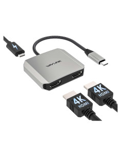 Adaptador USB C a Doble HDMI WAVLINK 4K 87W PD para Portátiles
