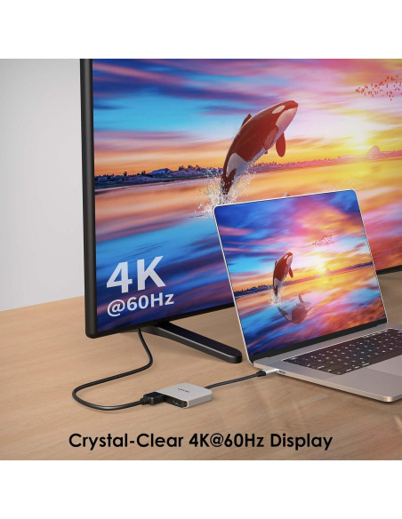 Adaptador USB C a Doble HDMI WAVLINK 4K 87W PD para Portátiles