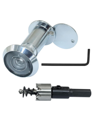 Mirilla de Puerta de Zinc 200 Grados con Broca 16 mm Plata