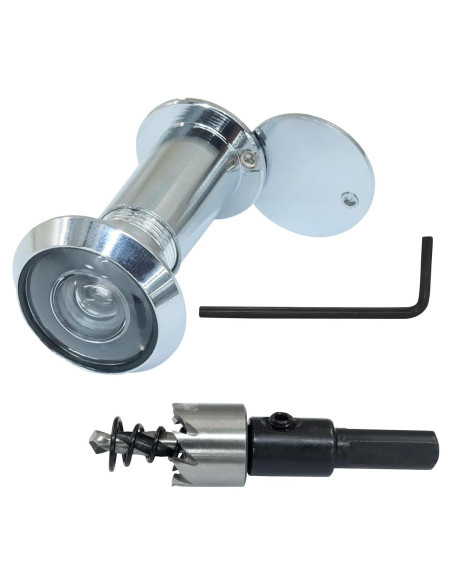 Mirilla de Puerta de Zinc 200 Grados con Broca 16 mm Plata