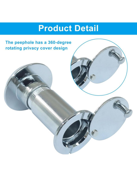 Mirilla de Puerta de Zinc 200 Grados con Broca 16 mm Plata