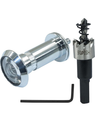 Mirilla de Puerta de Zinc 200 Grados con Broca 16 mm Plata