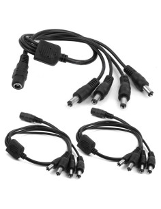 Paquete de 3 adaptadores divisor de energía 1 hembra a 4 machos DC