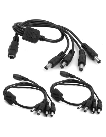 Paquete de 3 adaptadores divisor de energía 1 hembra a 4 machos DC
