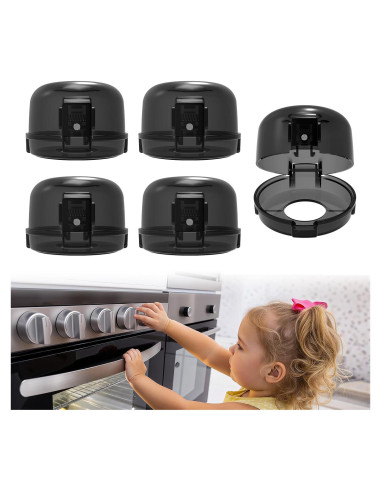 Cubiertas de Perillas de Estufa BBsecure - Paquete de 5, Negro