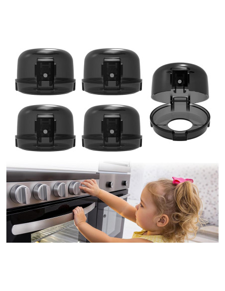 Cubiertas de Perillas de Estufa BBsecure - Paquete de 5, Negro