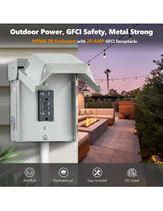 Caja de Salida Exterior SURAIELEC GFCI 20 AMP a Prueba de Agua 2