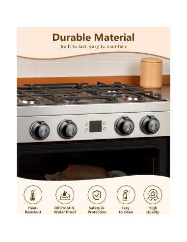 Cubiertas de Perillas de Estufa BBsecure - Paquete de 5, Negro