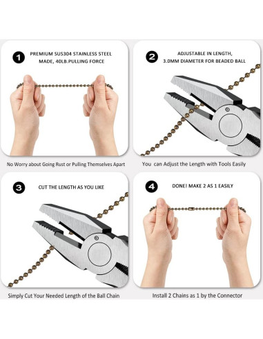 Cadena de Tirar Decorativa para Ventilador de Techo 30.48cm Bronce 2 Pcs