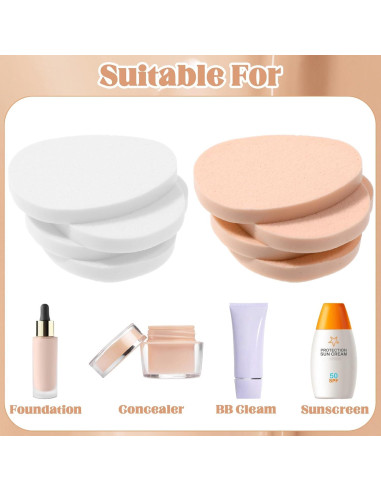 12 Esponjas de Maquillaje Planas KALIONE - Suaves y Duraderas