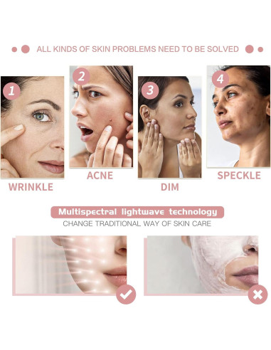 Máscara LED Facial HXDZFX HK207 Terapia Luz Azul y Roja