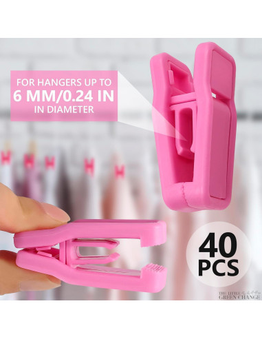 40 Clips para Perchas de Ropa Bebé The Little Green Change Rosa