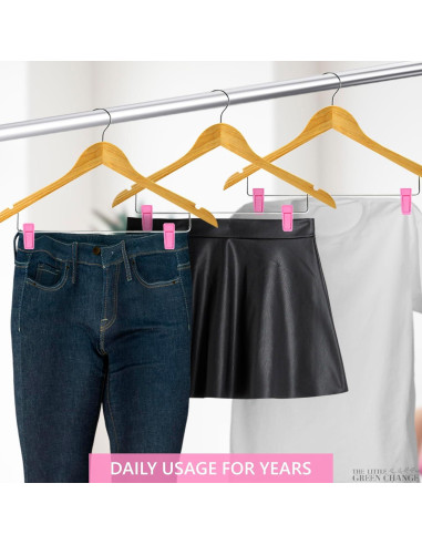 40 Clips para Perchas de Ropa Bebé The Little Green Change Rosa