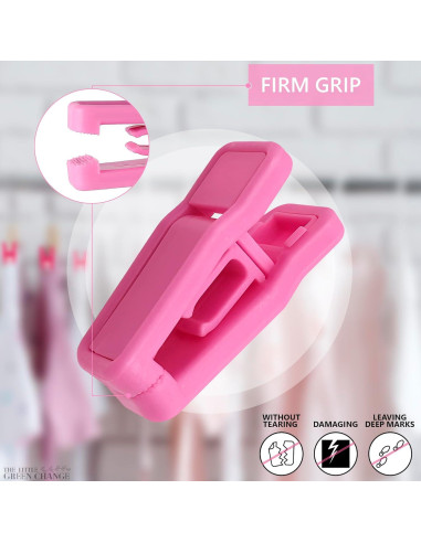 40 Clips para Perchas de Ropa Bebé The Little Green Change Rosa
