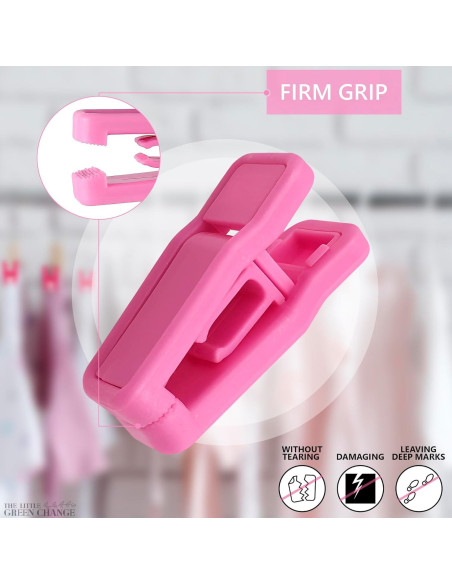 40 Clips para Perchas de Ropa Bebé The Little Green Change Rosa