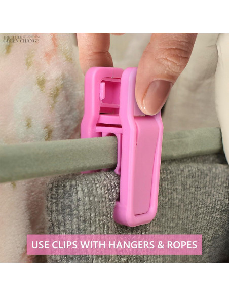 40 Clips para Perchas de Ropa Bebé The Little Green Change Rosa