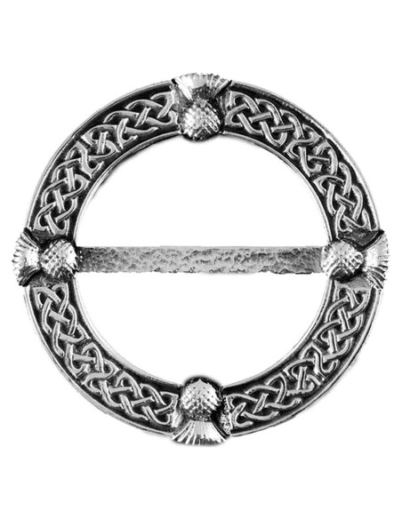 Anillo de Bufanda Ladycrow de Peltre Nudo Celta y Cardo 6x6cm