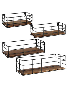 4 Estantes Flotantes Yihurlm de Madera y Metal 40x14cm