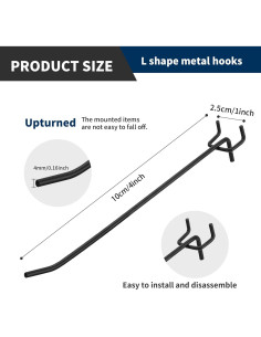 80 Ganchos de Metal Negro para Tablero de Clavos KEJJNYER 10 cm 2