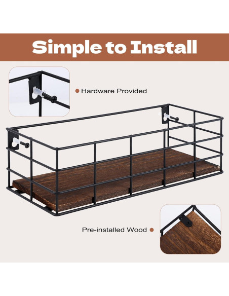 4 Estantes Flotantes Yihurlm de Madera y Metal 40x14cm