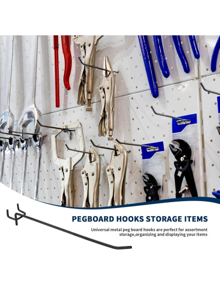 80 Ganchos de Metal Negro para Tablero de Clavos KEJJNYER 10 cm