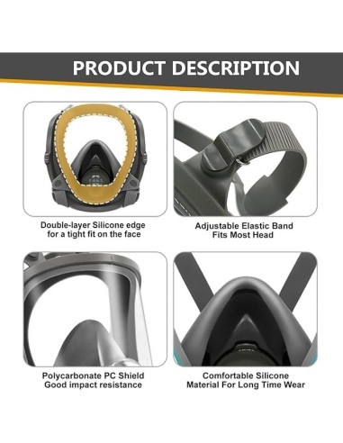 Máscara de Respirador de Cara Completa 15 en 1 - Reutilizable