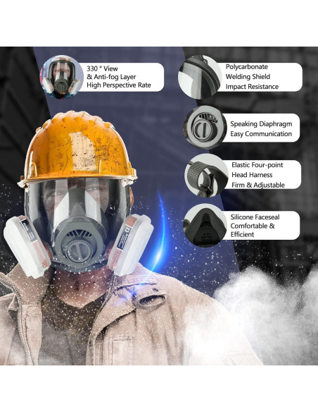 Máscara de Respirador de Cara Completa 15 en 1 - Reutilizable