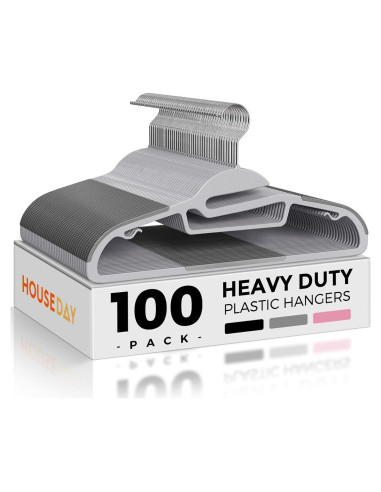 Perchas de Plástico Antideslizantes HOUSE DAY Paquete de 100