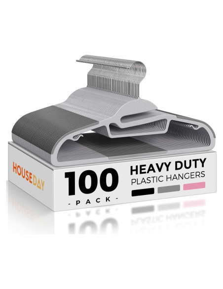 Perchas de Plástico Antideslizantes HOUSE DAY Paquete de 100