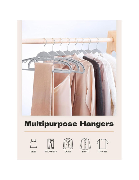 Perchas de Plástico Antideslizantes HOUSE DAY Paquete de 100