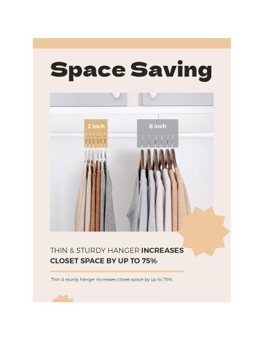 Perchas de Plástico Antideslizantes HOUSE DAY Paquete de 100