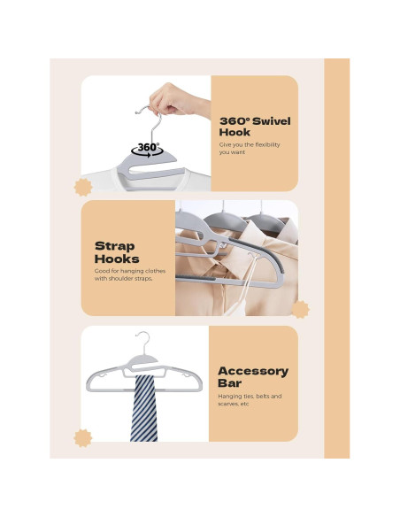 Perchas de Plástico Antideslizantes HOUSE DAY Paquete de 100