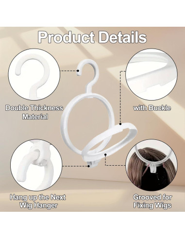 Soportes de Peluca Plegables 5Pcs XIIMENALU - Blanco