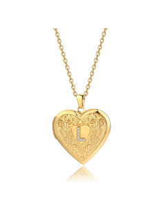 Collar Inicial Badu Gold A-Z para Mujeres con Corazón y Cierre para Fotos