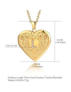 Collar Inicial Badu Gold A-Z para Mujeres con Corazón y Cierre para Fotos 2