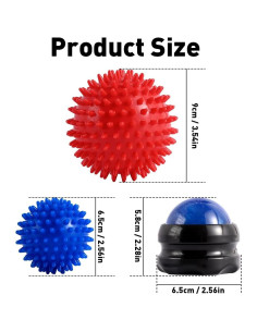 2 Pelotas de Masaje Duras Abnaok con Púas y Manual 2