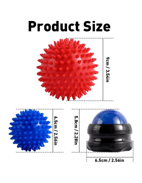 2 Pelotas de Masaje Duras Abnaok con Púas y Manual