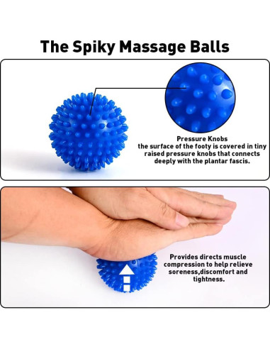 2 Pelotas de Masaje Duras Abnaok con Púas y Manual