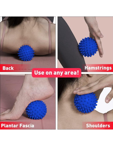 2 Pelotas de Masaje Duras Abnaok con Púas y Manual