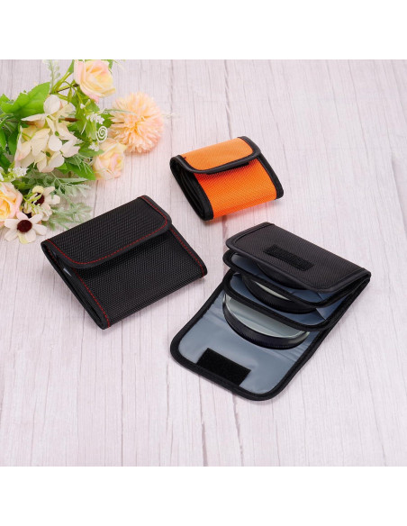 Funda de Filtro de Lente PATIKIL 3 Bolsillos 82mm Negra