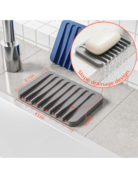 Paquete de 4 bandejas de jabón de silicona Chengcan - Antideslizante