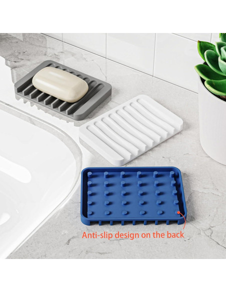 Paquete de 4 bandejas de jabón de silicona Chengcan - Antideslizante