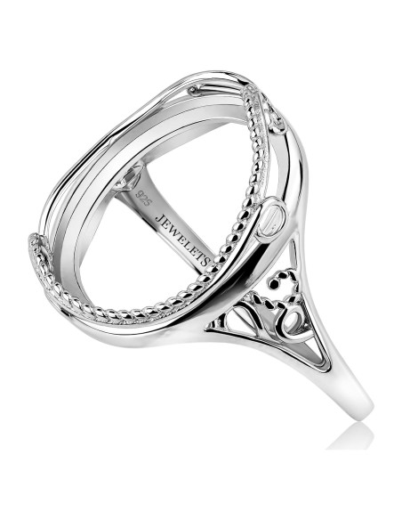 Anillo en Blanco de Plata Esterlina 925 Jewelets 13x18mm DIY