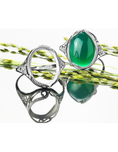 Anillo en Blanco de Plata Esterlina 925 Jewelets 13x18mm DIY 2